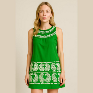 Lilly Pulitzer Green Embroidered Paisley Jacqueline Shift Dress